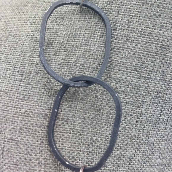 Black Necklace Faceted Resin Beads Large Link Chain Light Weight 24" Silver Tone - Picture 6 of 10